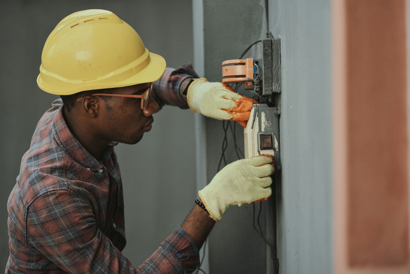 Technician checking a home electrical system