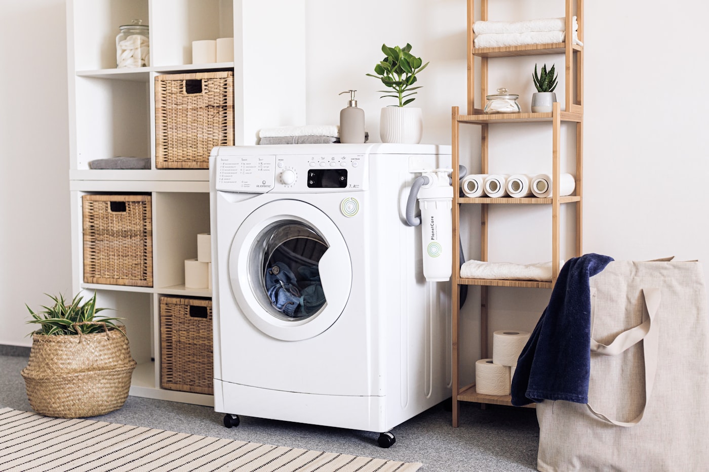 Laundry appliances in a utility space
